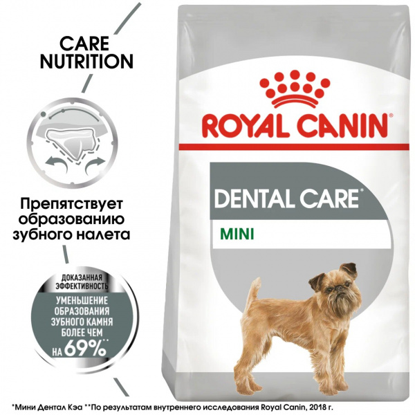 Корм Royal Canin Mini Dental Care для собак малых пород (до 10 кг) с повышенной чувствительностью зубов, 1 кг