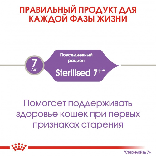 Корм Royal Canin Sterilised 7+ для стерилизованных кошек 7-12 лет, 1.5 кг