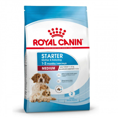 Корм Royal Canin Medium Starter для щенков средних пород до 2 мес., беременных и кормящих сук, 12 кг