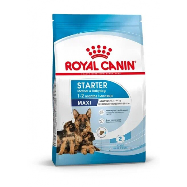 Корм Royal Canin Maxi Starter для щенков крупных пород до 2 мес., беременных и кормящих сук, 15 кг