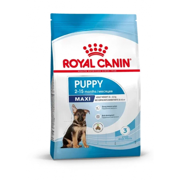 Корм Royal Canin Maxi Puppy для щенков крупных пород 2-15 мес., 15 кг