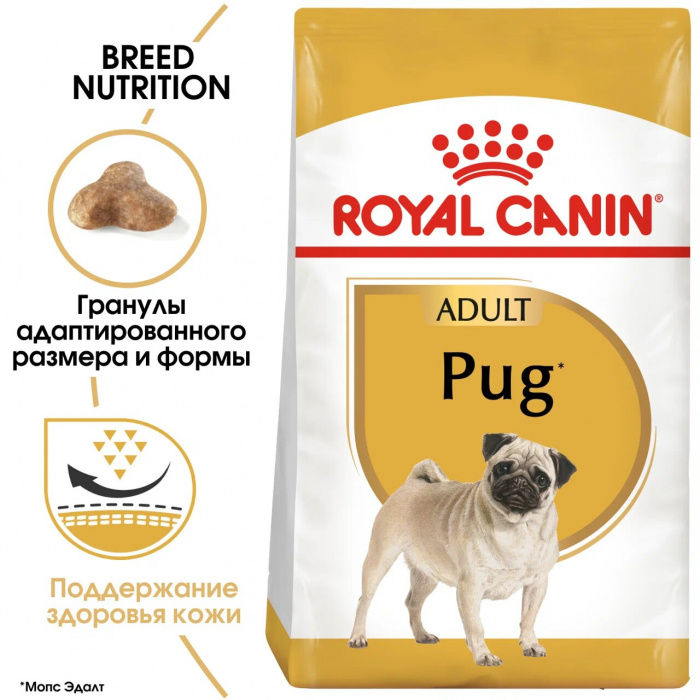 Корм Royal Canin Pug Adult для породы мопс старше 10 мес., 1.5 кг