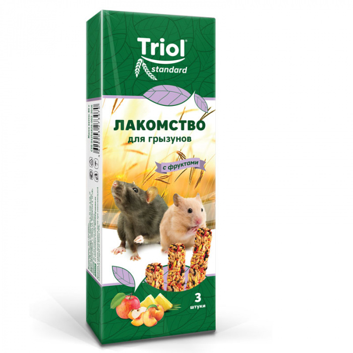 Лакомство для грызунов с фруктами (уп. 3 шт), 80г, Triol Standard