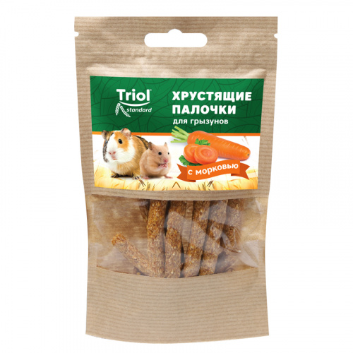 Лакомство хрустящие палочки для грызунов с морковью, 30г, Тriol Standard