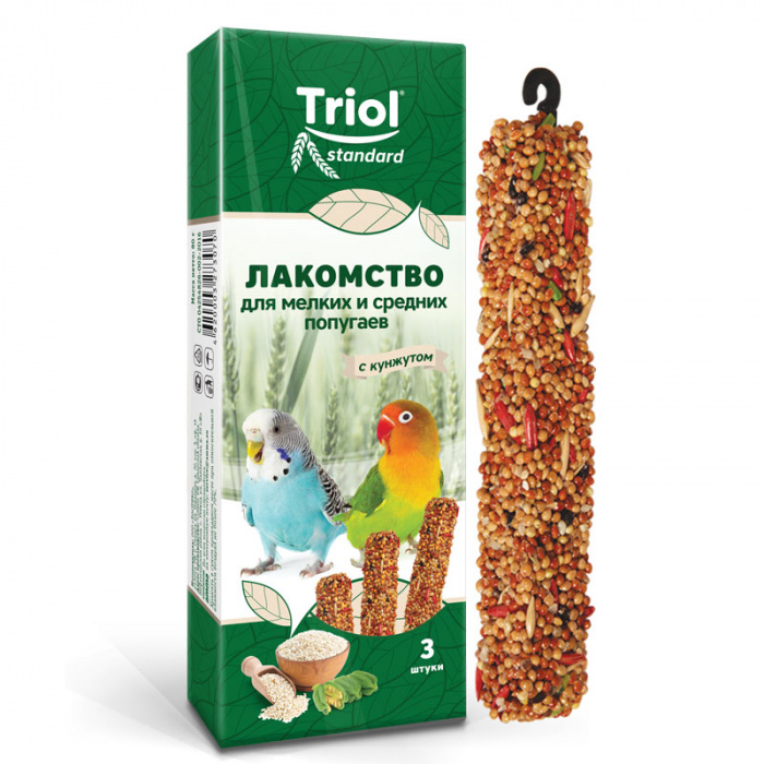 Лакомство для мелких и средних попугаев с кунжутом (уп. 3 шт), 80г, Triol Standard