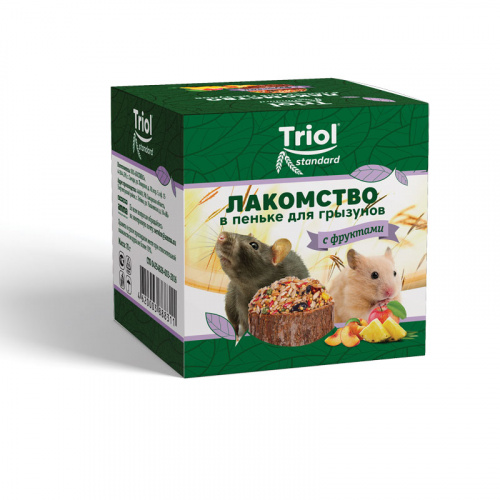 Лакомство в пеньке для грызунов с фруктами, 70г, Triol Standard