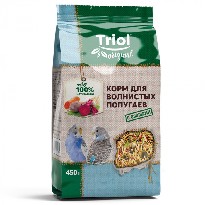 Корм для волнистых попугаев с овощами, 450г, Triol Original