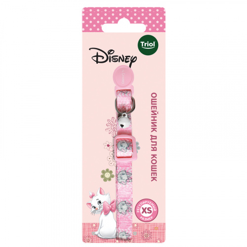 Ошейник нейлоновый для кошек Disney Marie розовый XS, 10*180-270мм, Triol-Disney