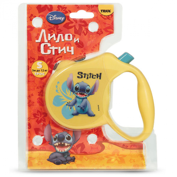 Поводок-рулетка Disney Stitch S 3м до 12кг, трос, Triol