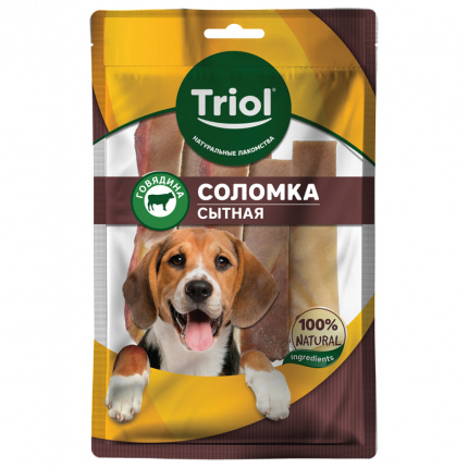 Соломка говяжья сытная для собак, 40г, Triol