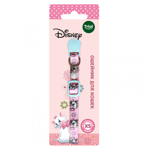 Ошейник нейлоновый для кошек Disney Marie голубой XS, 10*180-270мм, Triol-Disney