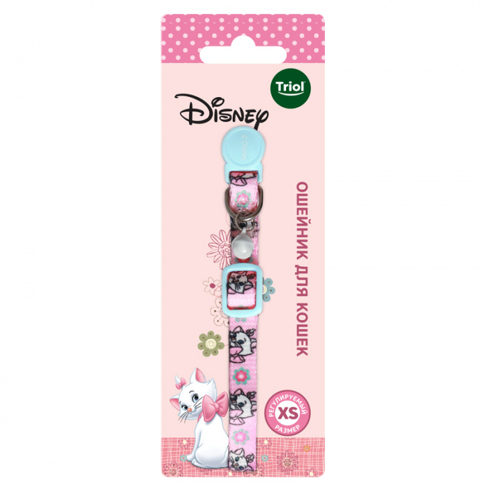 Ошейник нейлоновый для кошек Disney Marie голубой XS, 10*180-270мм, Triol-Disney