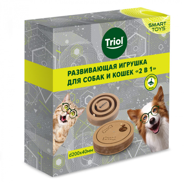 Игрушка развивающая для собак и кошек "2 в 1", d200*40мм, серия SMART TOYS, Triol