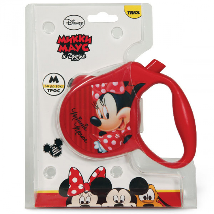 Поводок-рулетка Disney Minnie M 5м до 20кг, трос, Triol