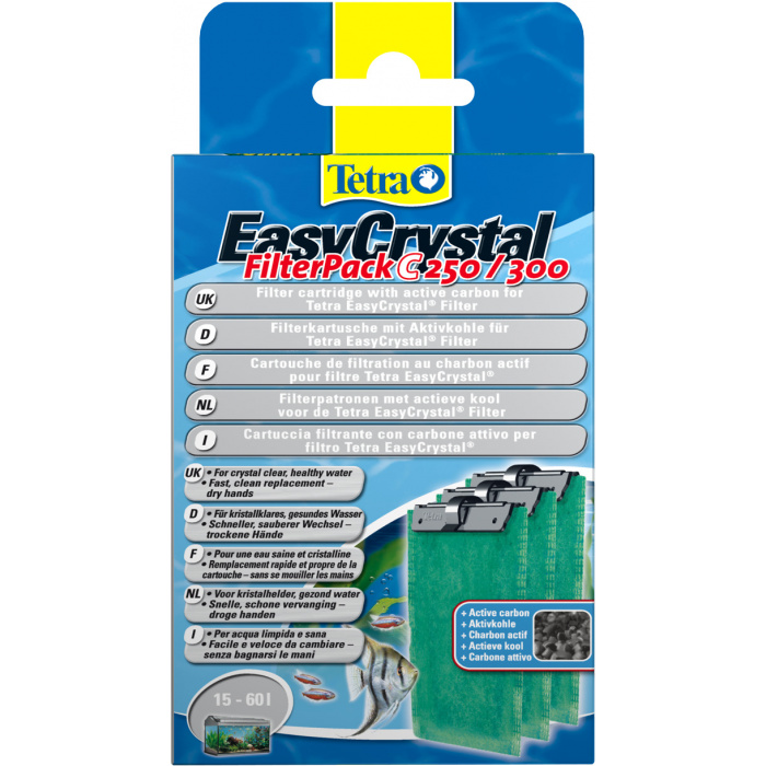 Картридж для аквариумного фильтра Tetra EasyCrystal 250/300 FilterPack "C" для мелкой очистки, с углем (3шт.)