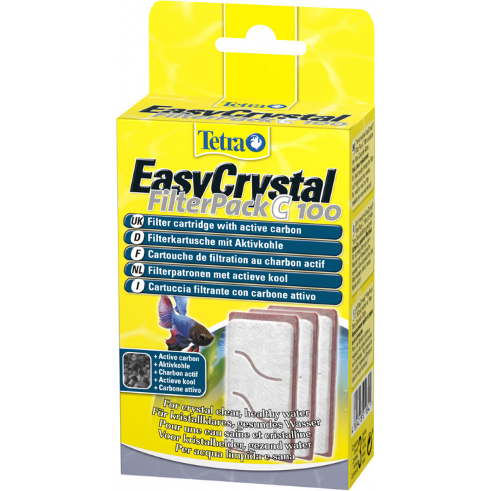 Картридж для аквариумного фильтра Tetra EasyCrystal 100 FilterPack "C" для мелкой очистки, с углем (3шт.)