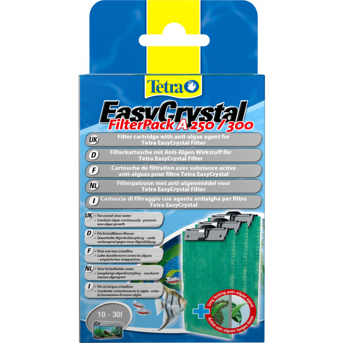 Картридж для аквариумного фильтра Tetra EasyCrystal 250/300 FilterPack "A" для мелкой очистки, с противоводорослевым наполнителем (3шт.) (10-30л)