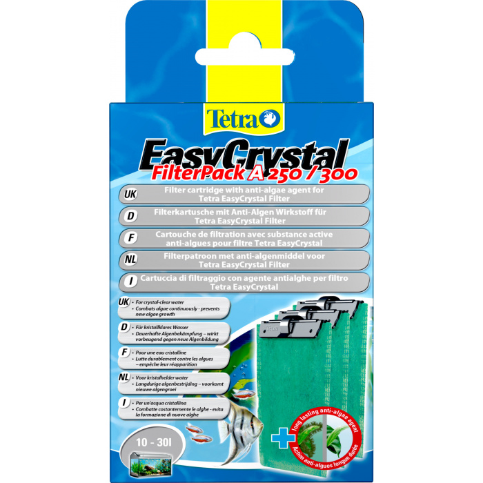 Картридж для аквариумного фильтра Tetra EasyCrystal 250/300 FilterPack "A" для мелкой очистки, с противоводорослевым наполнителем (3шт.) (10-30л)