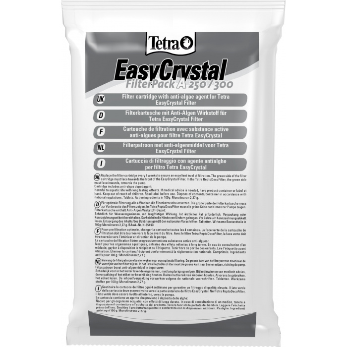 Картридж для аквариумного фильтра Tetra EasyCrystal 250/300 FilterPack "A" для мелкой очистки, с противоводорослевым наполнителем (3шт.) (10-30л)