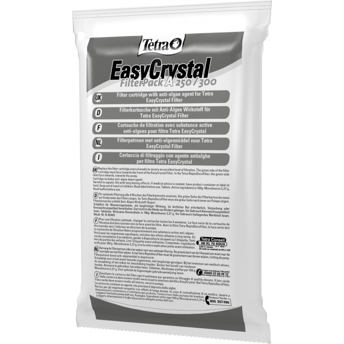 Картридж для аквариумного фильтра Tetra EasyCrystal 250/300 FilterPack "A" для мелкой очистки, с противоводорослевым наполнителем (3шт.) (10-30л)