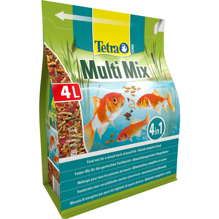 Корм для рыб прудовых Tetra Pond Multi Mix 4л (хлопья, палочки, таблетки, гаммарус)