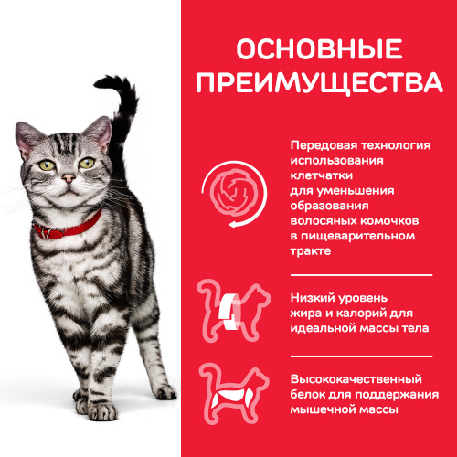 Сухой корм Hill's Science Plan Hairball Indoor для выведения шерсти из желудка у домашних кошек, с курицей, 300 г