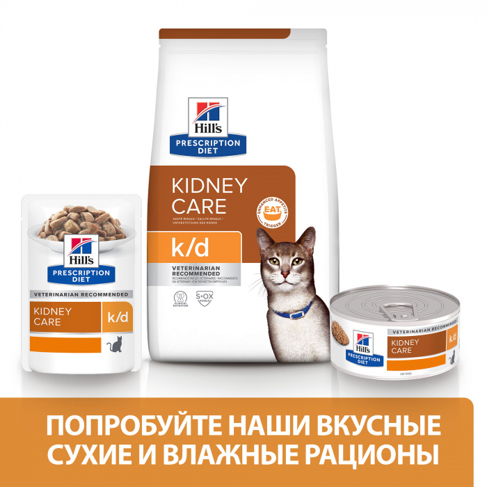 Влажный Hill's Prescription Diet k/d корм для кошек при хронической болезни почек, с курицей, 156 г