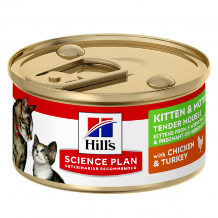 Влажный корм  Hill's Science Plan Kitten&Mother Нежный Мусс для котят и кормящих кошек, с курицей и индейкой, 85г