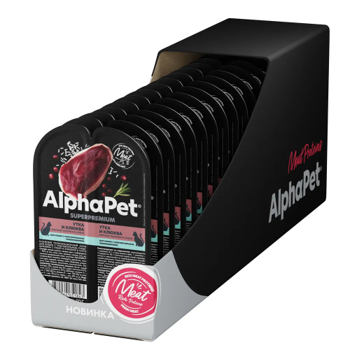 AlphaPet Superpremium  0,08кг утка и клюква мясные кусочки в соусе для кошек c чувствительным пищеварением