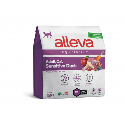 Корм Alleva Equilibrium Adult Cat Sensitive Duck для взрослых кошек, утка, 400 г