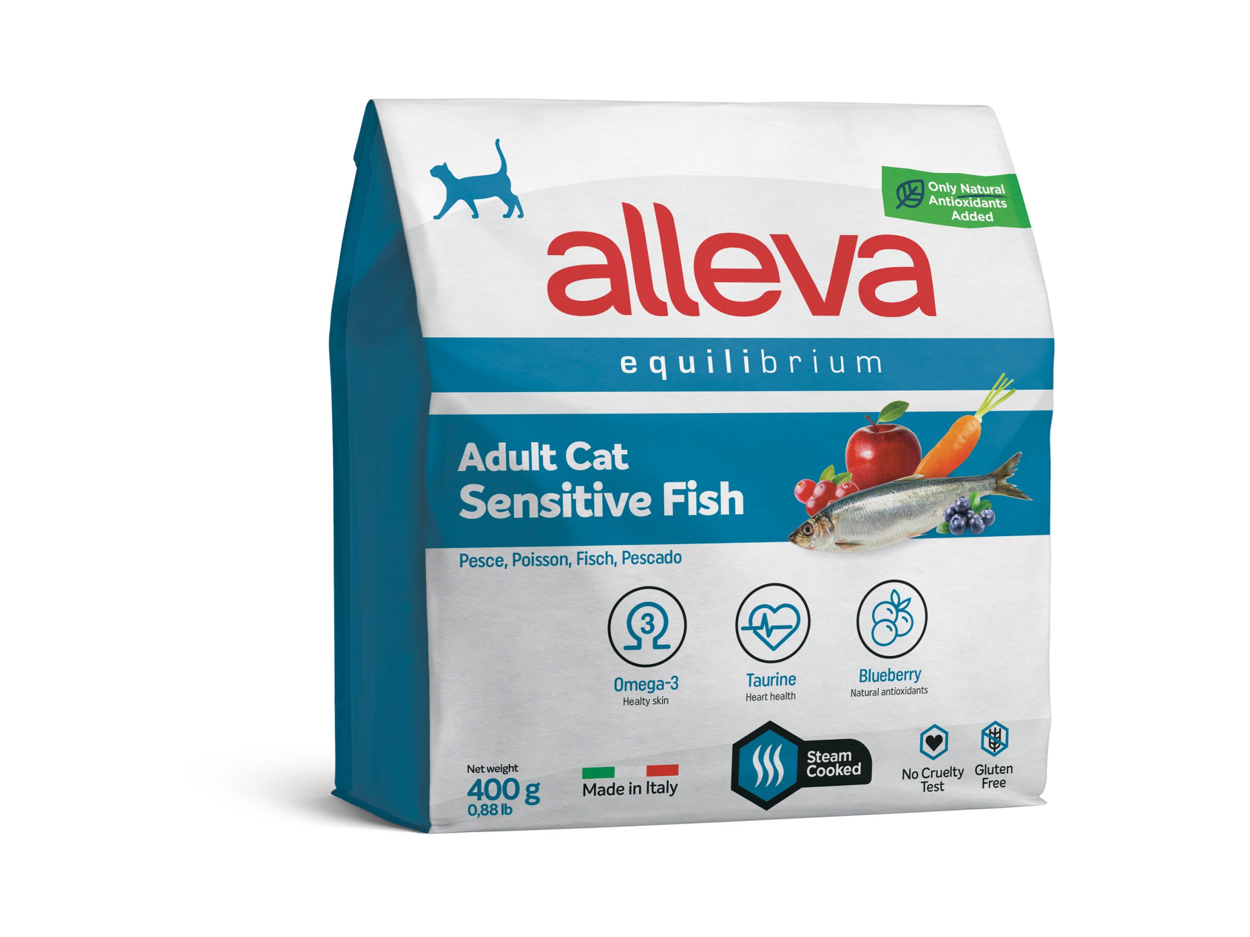 Корм Alleva Equilibrium Adult Cat Sensitive Fish для взрослых кошек, рыба, 400 г