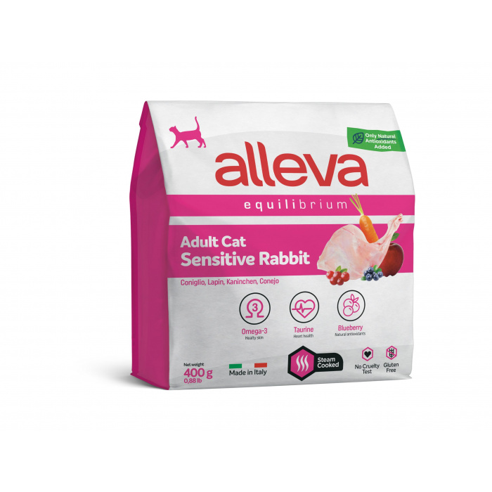 Корм Alleva Equilibrium Adult Cat Sensitive Rabbit для взрослых кошек, кролик, 400 г