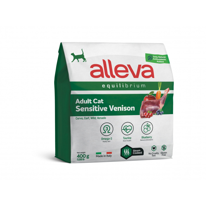 Корм Alleva Equilibrium Adult Cat Sensitive Venison для взрослых кошек, оленина, 400 г