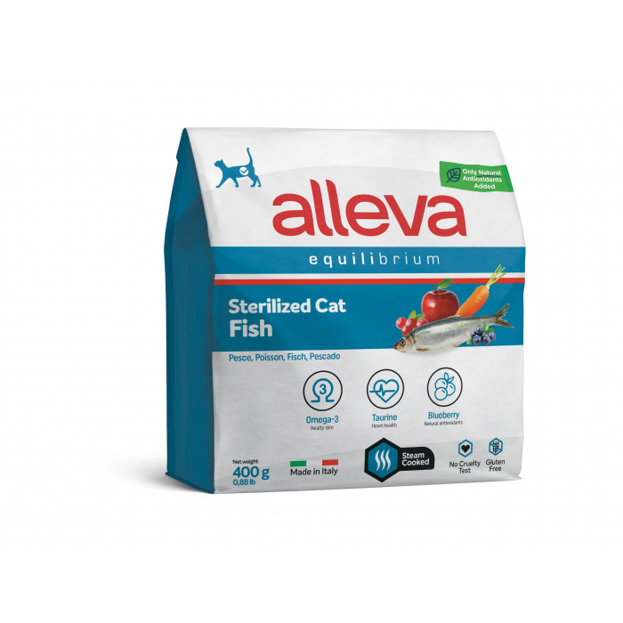 Корм Alleva Equilibrium Sterilized Cat Fish для стерилизованных кошек, рыба, 400 г