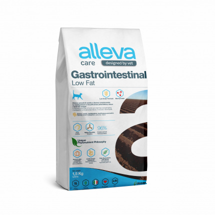 Корм Alleva Care Gastrointestinal Low Fat для кошек, диетический, со сниженным уровнем жира, при заболеваниях желудочно-кишечного тракта, 1.5 кг