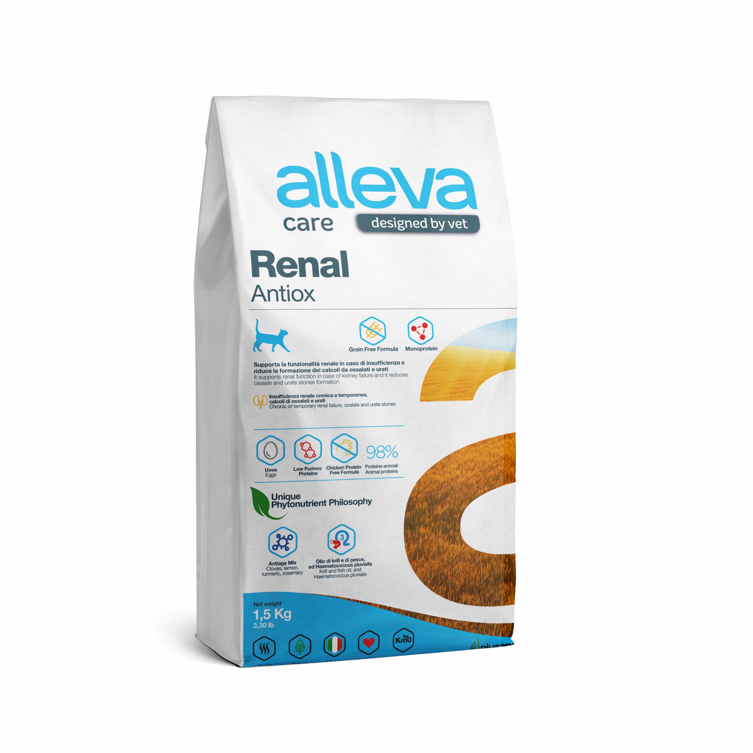 Корм Alleva Care Renal Antiox для кошек, диетический, для поддержания функций почек, 1.5 кг