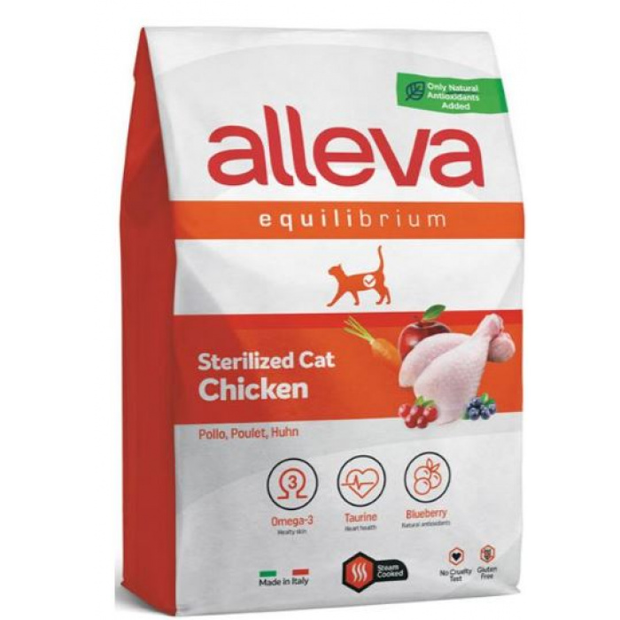 Корм Alleva Equilibrium Sterilized Cat Chicken для стерилизованных кошек, курица, 10 кг