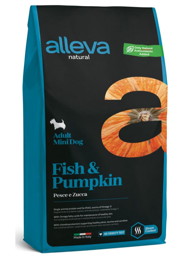 Корм Alleva Natural Adult Mini Fish & Pumpkin для собак малых пород, рыба и тыква, 12 кг