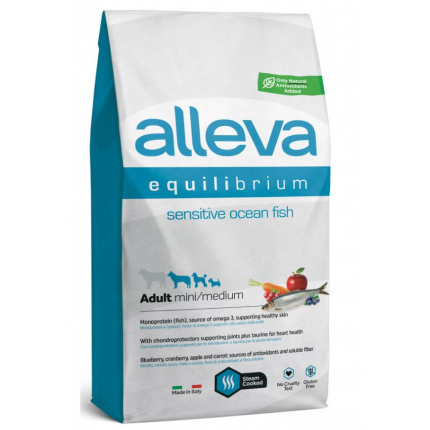 Корм Alleva Equilibrium Sensitive Adult Mini & Medium Ocean Fish для собак малых и средних пород, с океанической рыбой, 2 кг