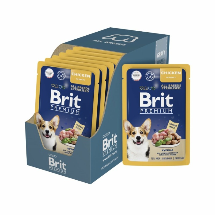 Корм Brit Premium All Breeds Sterilised Chicken (в соусе) для стерилизованных собак, с курицей, 85 г