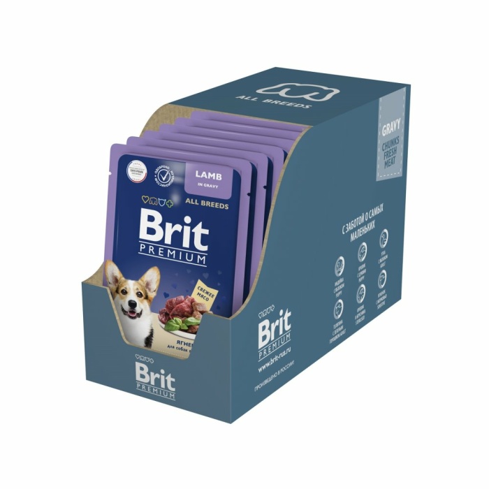 Корм Brit Premium All Breeds Lamb (в соусе) для собак, с ягненком, 85 г