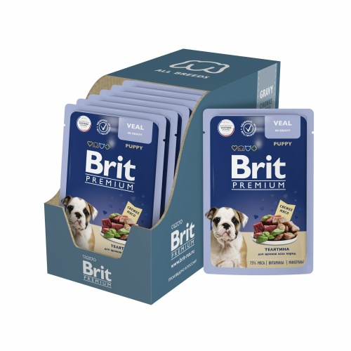 Корм Brit Premium Puppy Veal (в соусе) для щенков, с телятиной, 85 г