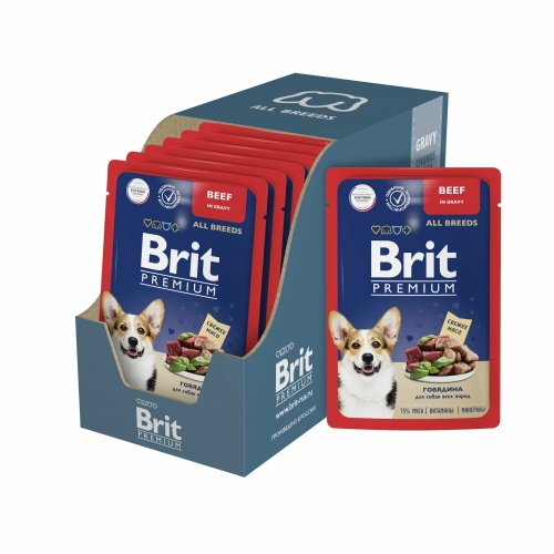 Корм Brit Premium All Breeds Beef (в соусе) для собак, с говядиной, 85 г