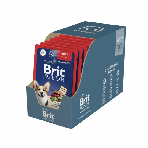 Корм Brit Premium All Breeds Beef (в соусе) для собак, с говядиной, 85 г