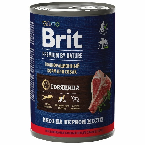 Корм Brit Premium by Nature (консерв.) для собак, говядина и сердце, 850 г