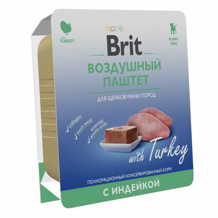 Корм Brit Puppy Mini Turkey (паштет) для щенков малых пород, с индейкой, 100 г