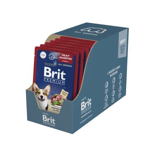 Корм Brit Premium All Breeds Meat Assorted (в соусе) для собак, из мясного ассорти, 85 г