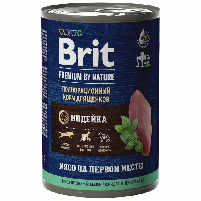 Корм Brit Premium By Nature (консерв.) для щенков, с индейкой, 410 г