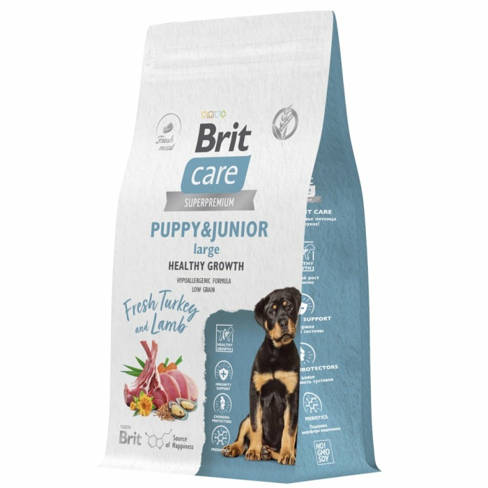 Корм Brit Care Superpremium Puppy & Junior L для щенков крупных пород, c индейкой и ягненком, 1.5 кг