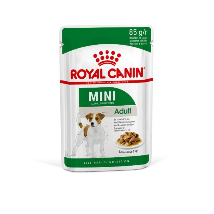 Royal Canin Mini Adult Корм консервированный для взрослых собак мелких размеров от 10 месяцев, кусочки в соусе., 28 шт.
